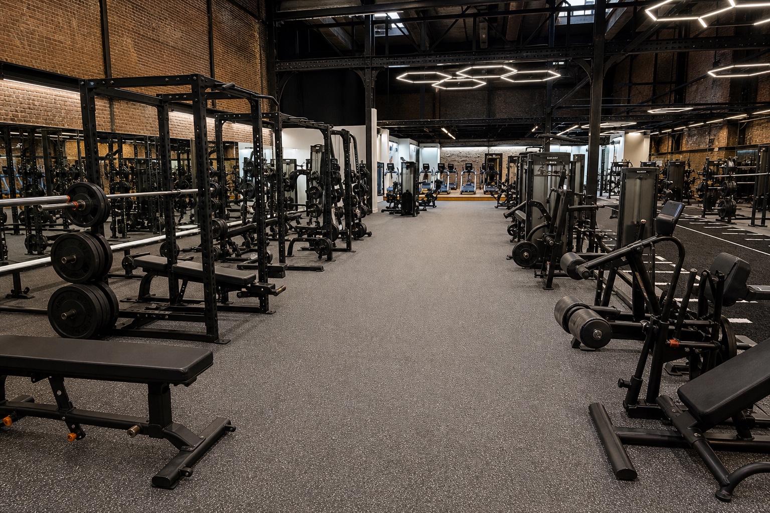 Open route through the strength and cardio floor at House of Iron Downtown